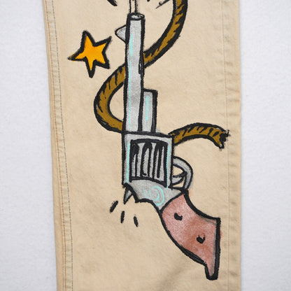 Vintage Levi’s 501 Jeans W31 L34 USA Made Painted Western Art Cactus Snake Sun