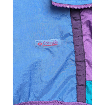 Vintage Columbia Women's Blue/Purple/Green Zip-Up Windbreaker Size L