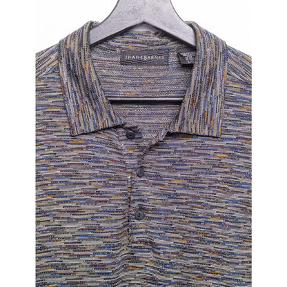 Jhane Barnes Men's Silk Polo Shirt Size Large Multicolor Geometric Pattern