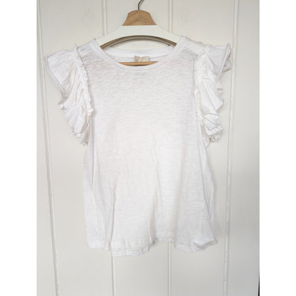 Industry White 100% Pima Cottton Ruffle Sleeve Top Women's Size M