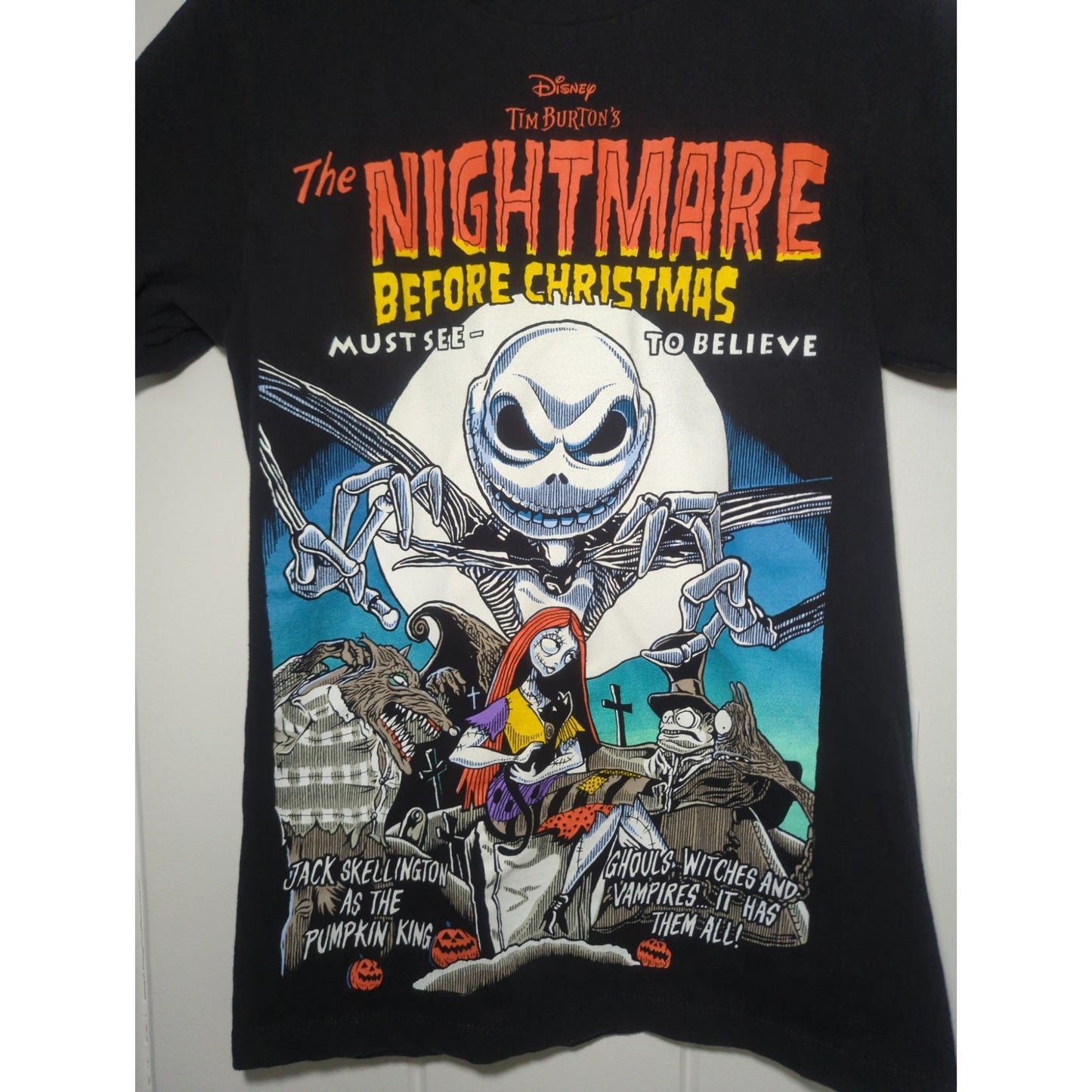 Disney The Nightmare Before Christmas Graphic T-Shirt Black Size Small