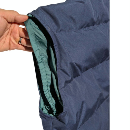 Vintage Eddie Bauer Lined Goose Down Puffer Vest Navy Blue Size Large