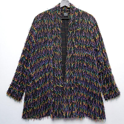 Car Pool Couture Multi Color Fringe Jacket 100% Cotton M