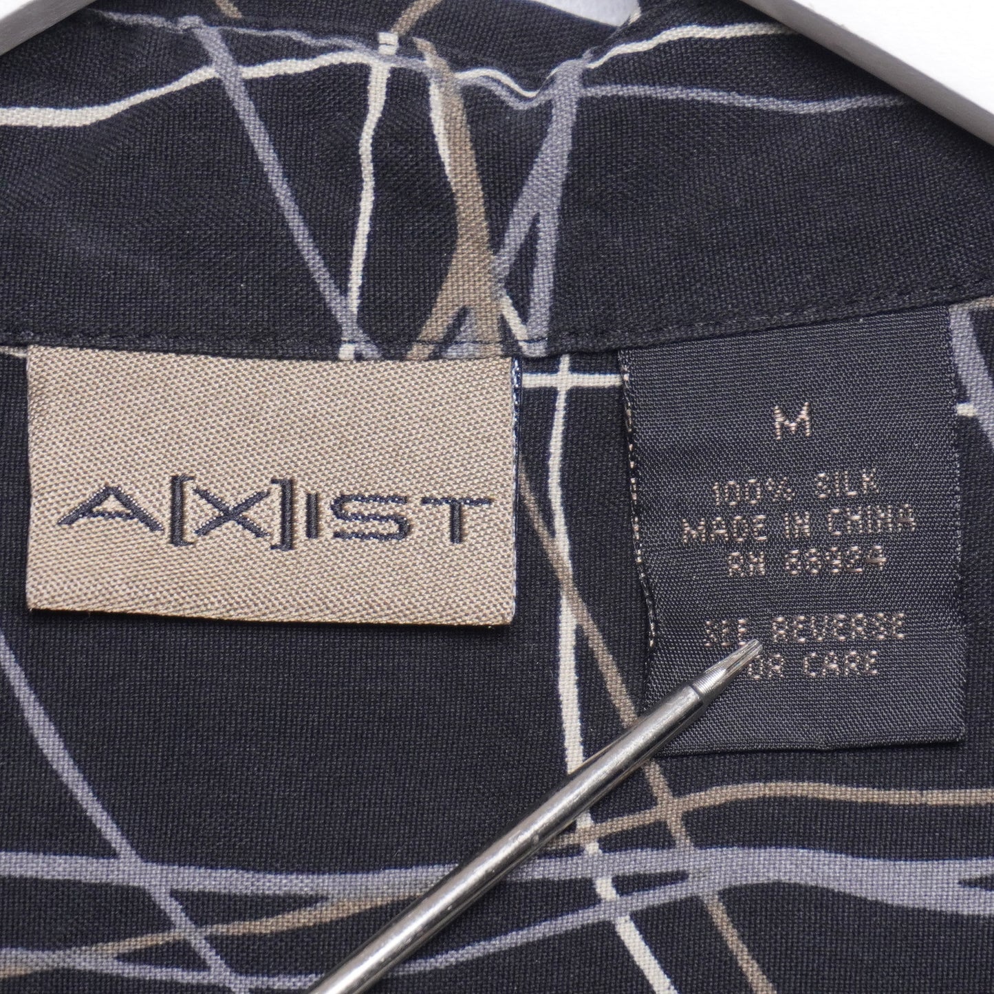 Men's Axist Abstract Print Silk Top M