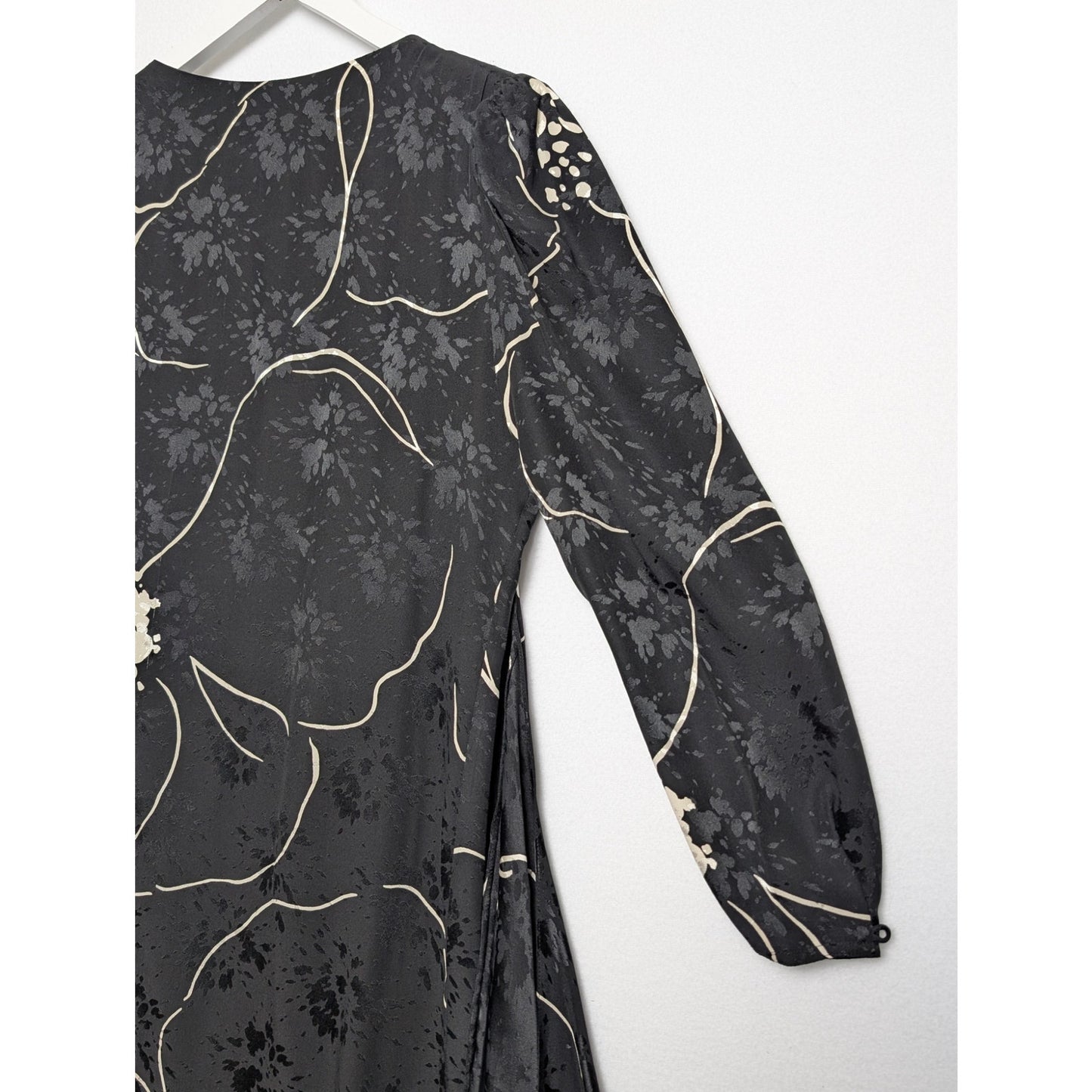 Vintage Saint Romei Black Hibiscus Print 100% Silk Dress 6