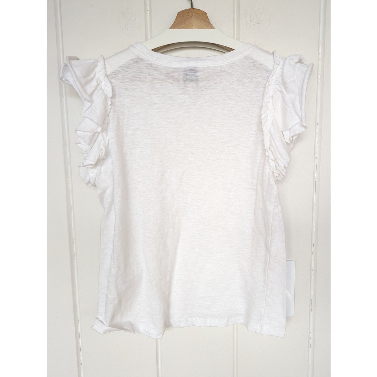 Industry White 100% Pima Cottton Ruffle Sleeve Top Women's Size M