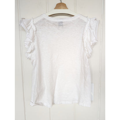 Industry White 100% Pima Cottton Ruffle Sleeve Top Women's Size M