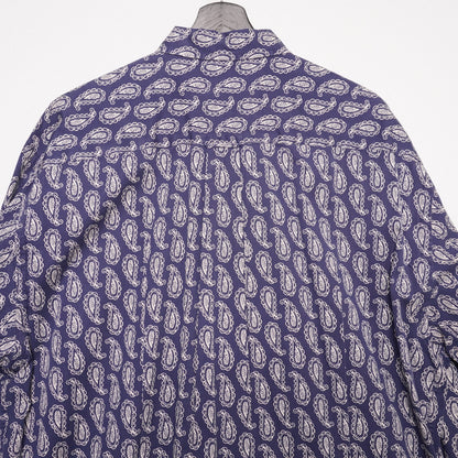 Vintage Nautica Paisley Shirt XL Blue White 100% Cotton Button Down