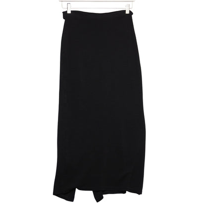 Vintage Maick Harold Paris Black Viscose Midi Skirt Front Slit Made in France T1