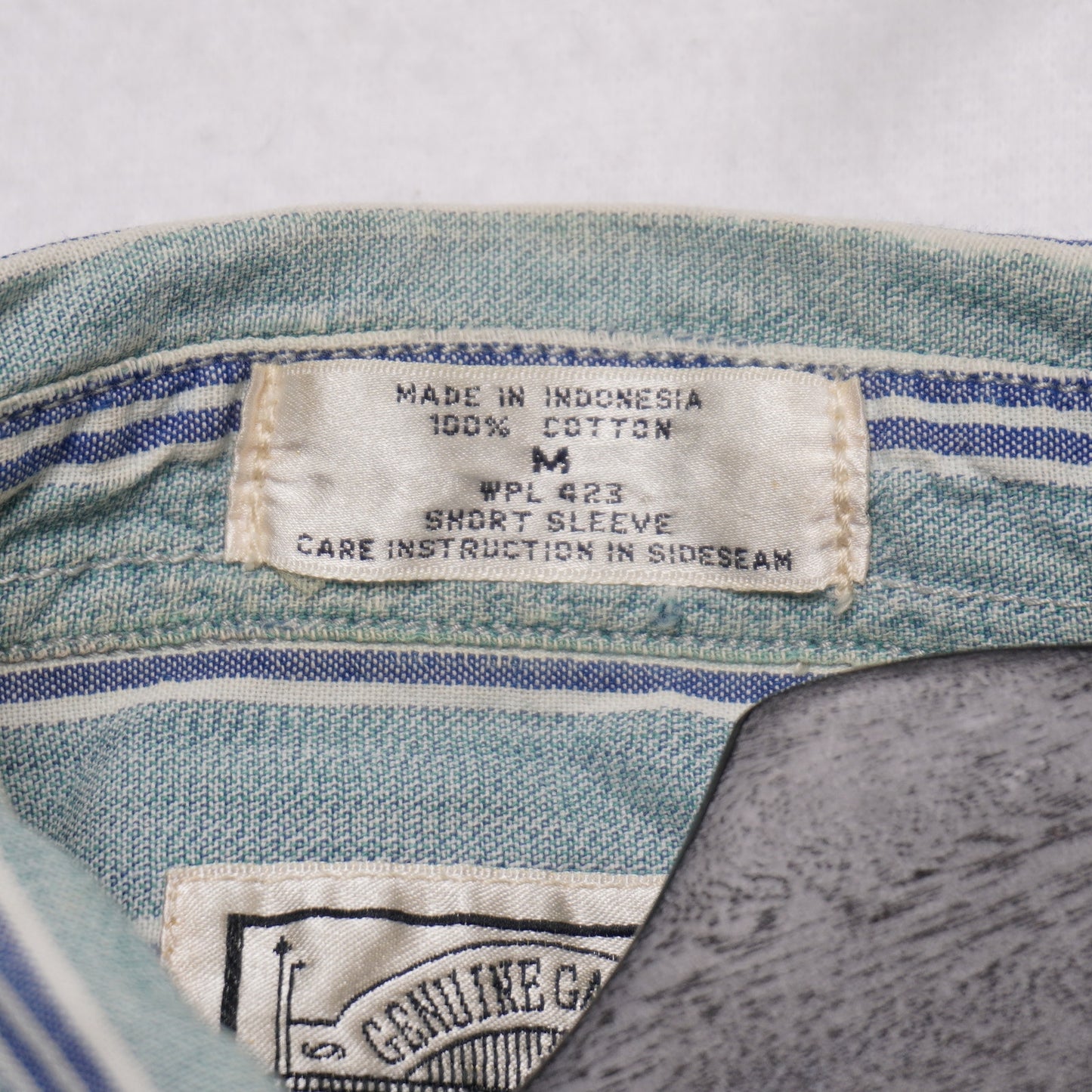 VTG Levi’s Striped Short Sleeve Button Up Shirt Green Blue Cotton Men's Medium
