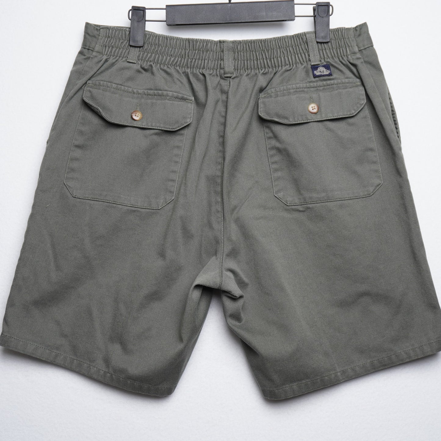 Vintage Bay to Bay Green Cotton Shorts Elastic Waist Pleated Waist 38