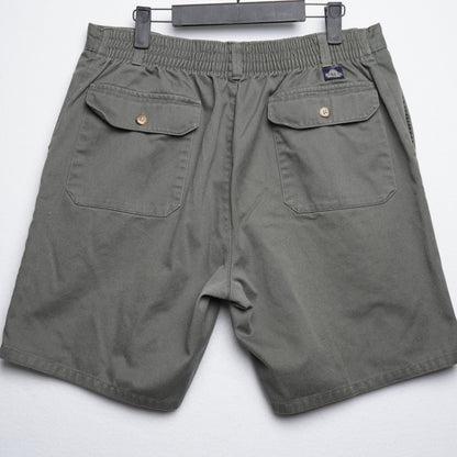 Vintage Bay to Bay Green Cotton Shorts Elastic Waist Pleated Waist 38