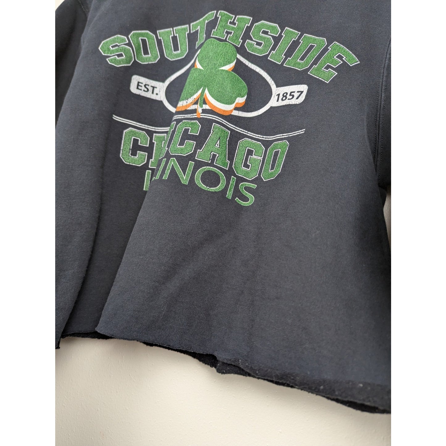 Southside Irish Chicago Illinois Black Cut-off Sweatshirt