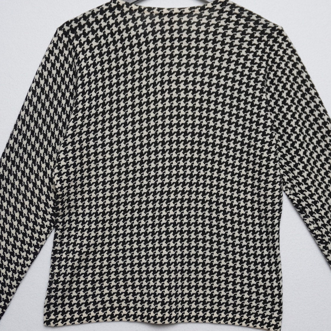 Nordstrom Studio 121 Wool Silk Blend Houndstooth Sweater M