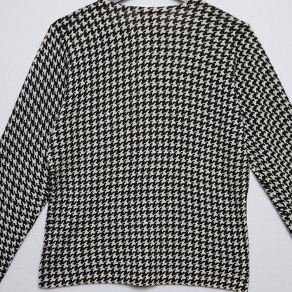 Nordstrom Studio 121 Wool Silk Blend Houndstooth Sweater M