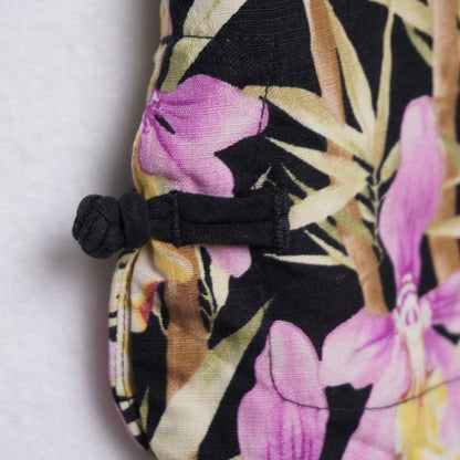 Tommy Bahama 100% Silk Hawaiian Shirt XL Black Orchid Bamboo Floral Aloha Camp