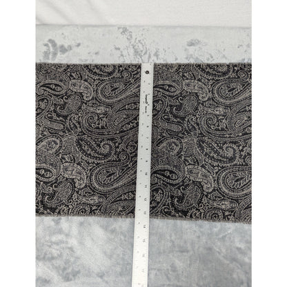 Vintage Style Fringe Edge Boho Black and White Paisley Scarf