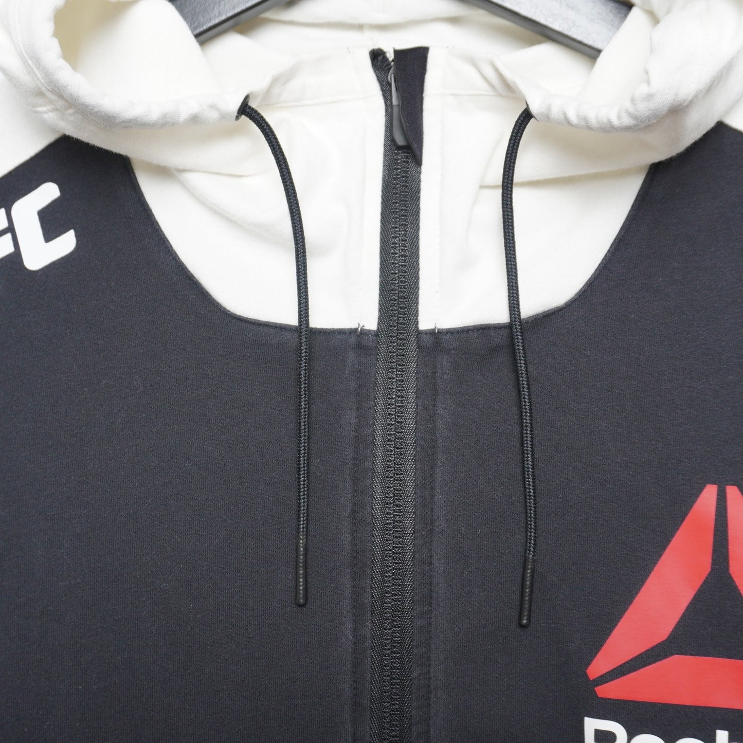 Reebok UFC Black with White Sleeves/Hood Zip Up Walk Out Hoodie Size Men's Med