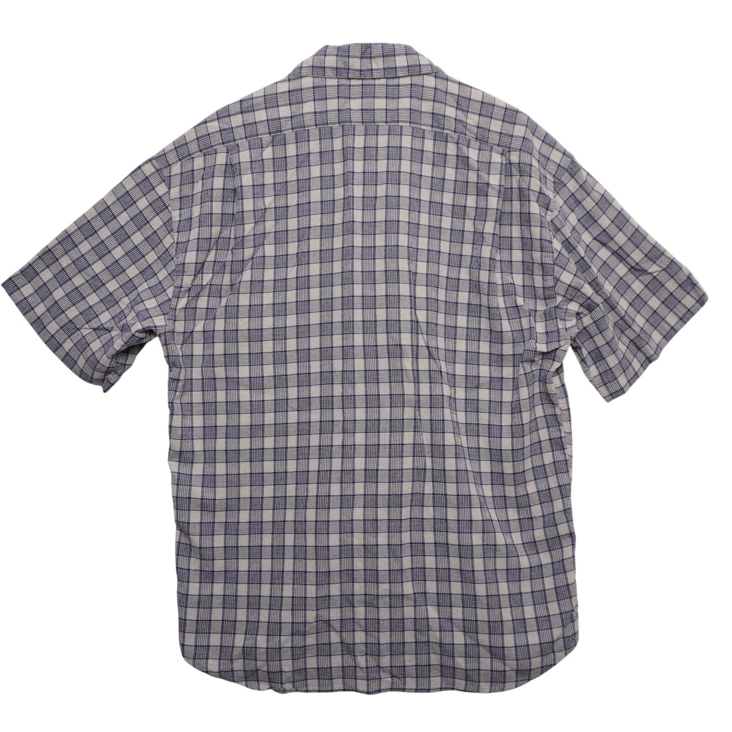 Zanella Plaid Short Sleeve Camp Collar Shirt Blue Beige Made in Italy Men's Lrg