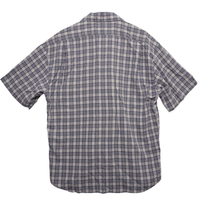 Zanella Plaid Short Sleeve Camp Collar Shirt Blue Beige Made in Italy Men's Lrg