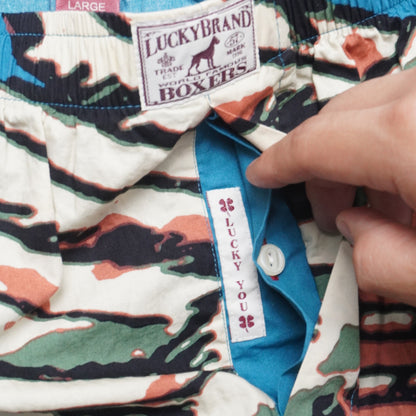 Lucky Brand Teal Cotton Boxers Native American Chief Graphic NWT Deadstock