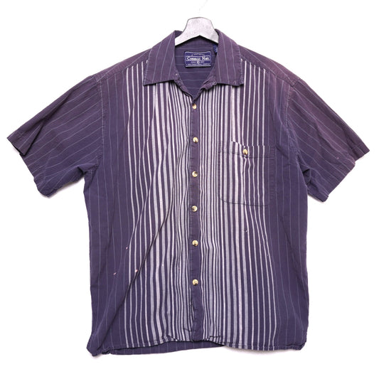 Common Man Striped Short Sleeve Button Up Shirt 100% Cotton M