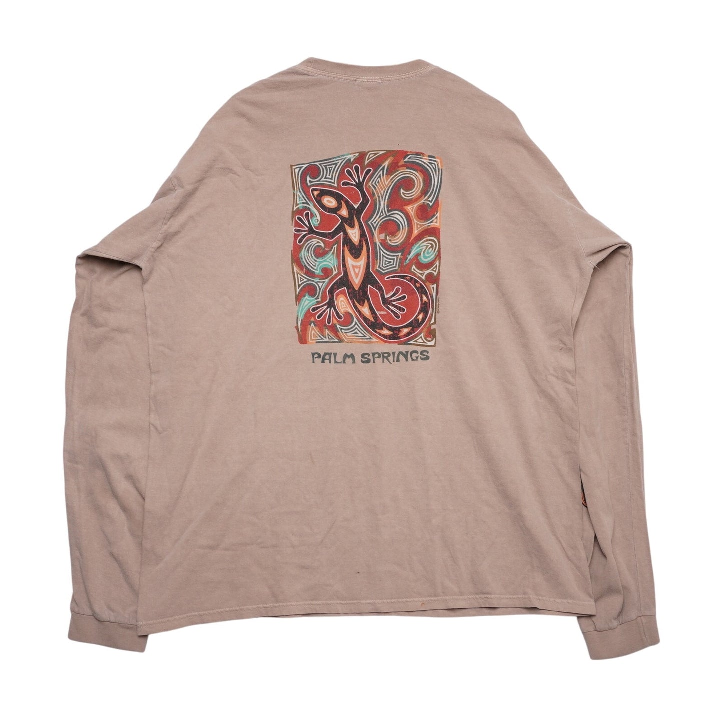 Vintage Crazy Shirts Long Sleeve Tee Palm Springs Lizard Tribal Art XL