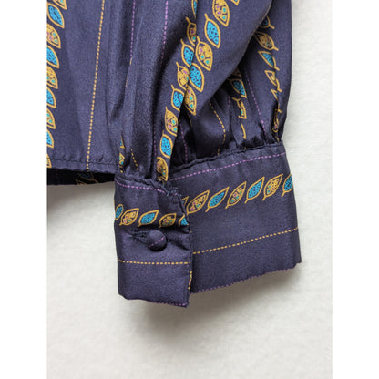Alexandria VTG Purple Graphic Print Striped Blouse Size 8