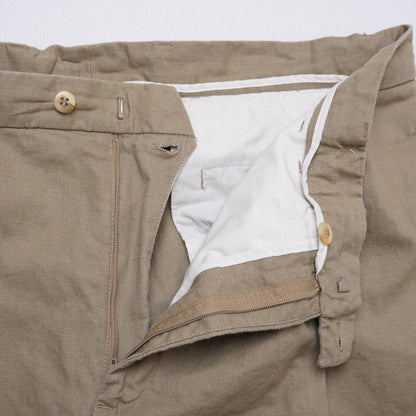Men's Linen Blend Dress Pants Khaki Tan Pleated Cuffed Trousers Size 33