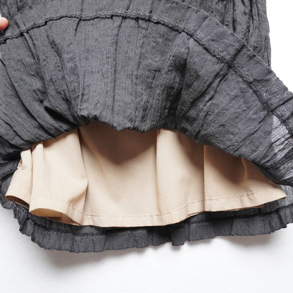 Y2K Banana Republic Black Crinkle Maxi Skirt - Made in IT Wool Blend Size 12