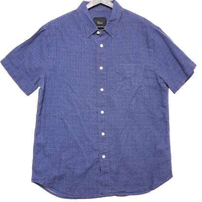 Rails Shirt Mens L Diamond Batik Short Sleeve Button Up Cotton Blue Marine