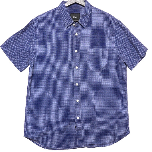 Rails Shirt Mens L Diamond Batik Short Sleeve Button Up Cotton Blue Marine