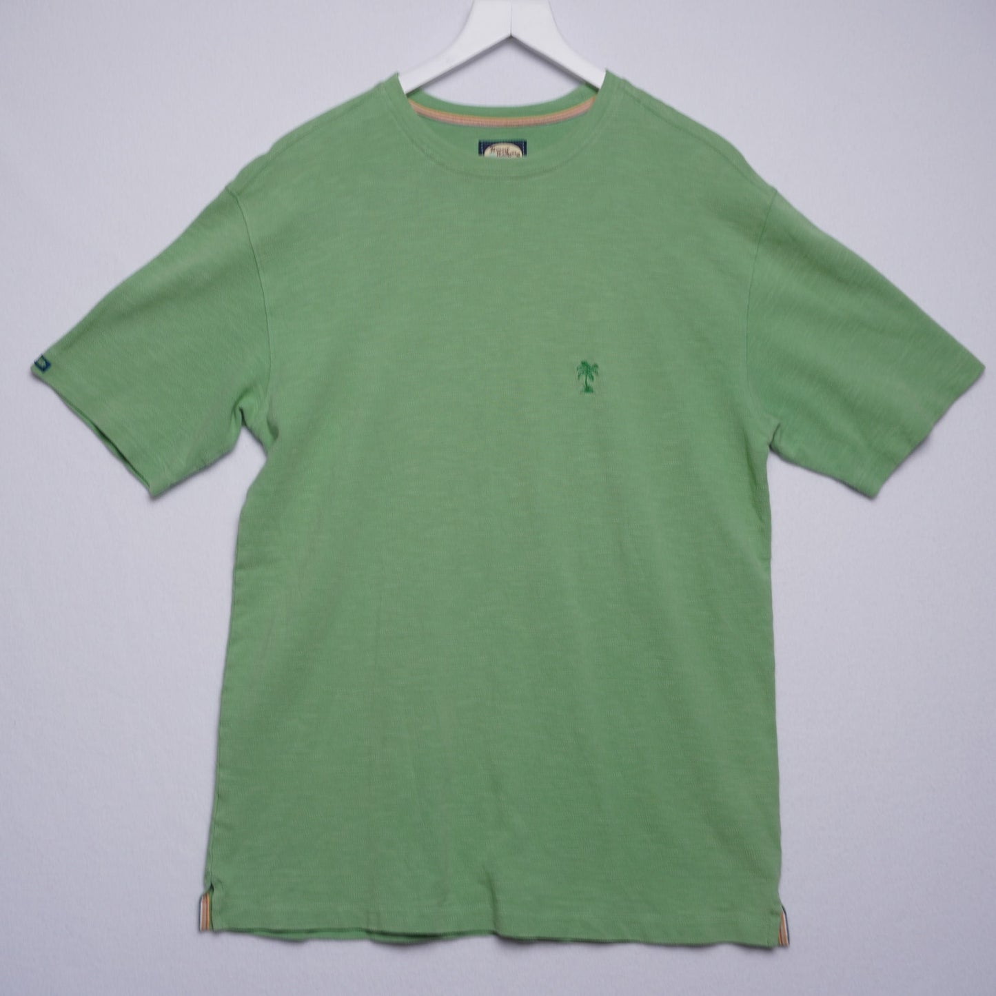 Vintage Tommy Bahama Woven Pullover T-shirt Green Size Small 100% cotton