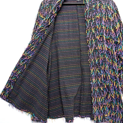 Car Pool Couture Multi Color Fringe Jacket 100% Cotton M