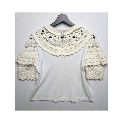 Sea New York White Crew Neck Trim Detail Top S