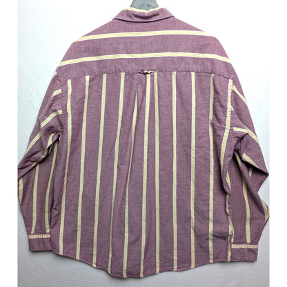 Vintage Men's Claiborne Purple & Yellow Striped Shirt 100% Cotton