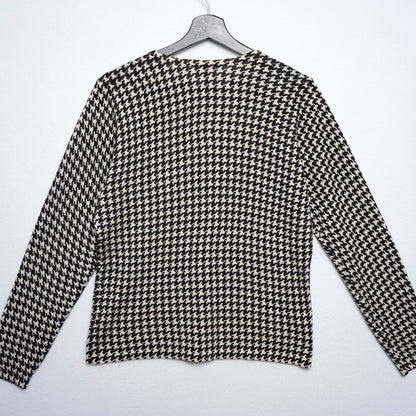 Nordstrom Studio 121 Wool Silk Blend Houndstooth Sweater M