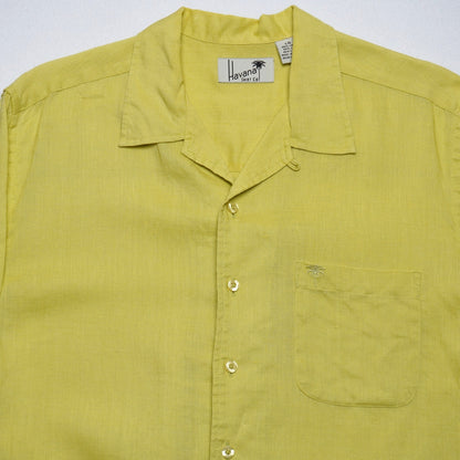 Havana Shirt Co Chartreuse 100% Linen Loop Shirt L