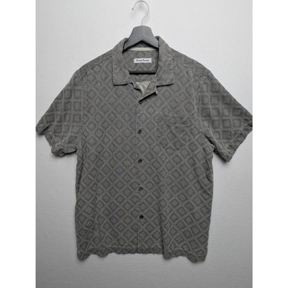Tommy Bahama 100% Silk Camp Shirt Men’s L – Gray Diamond Pattern Button-Up