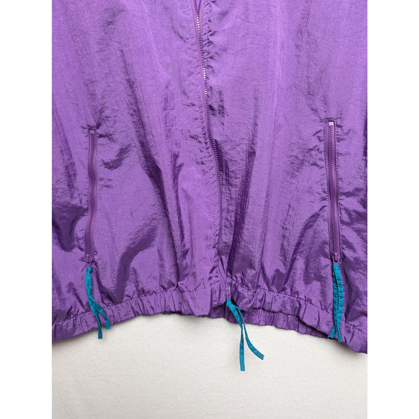 Vintage Columbia Women's Blue/Purple/Green Zip-Up Windbreaker Size L