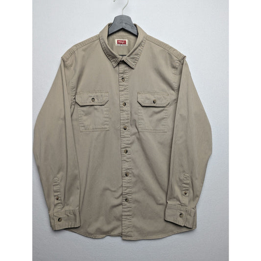 Wrangler Work Shirt Khaki Color Men's Size Large