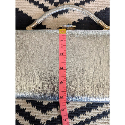 Vintage Flechbilt Silver East West Top Handle Clutch Purse
