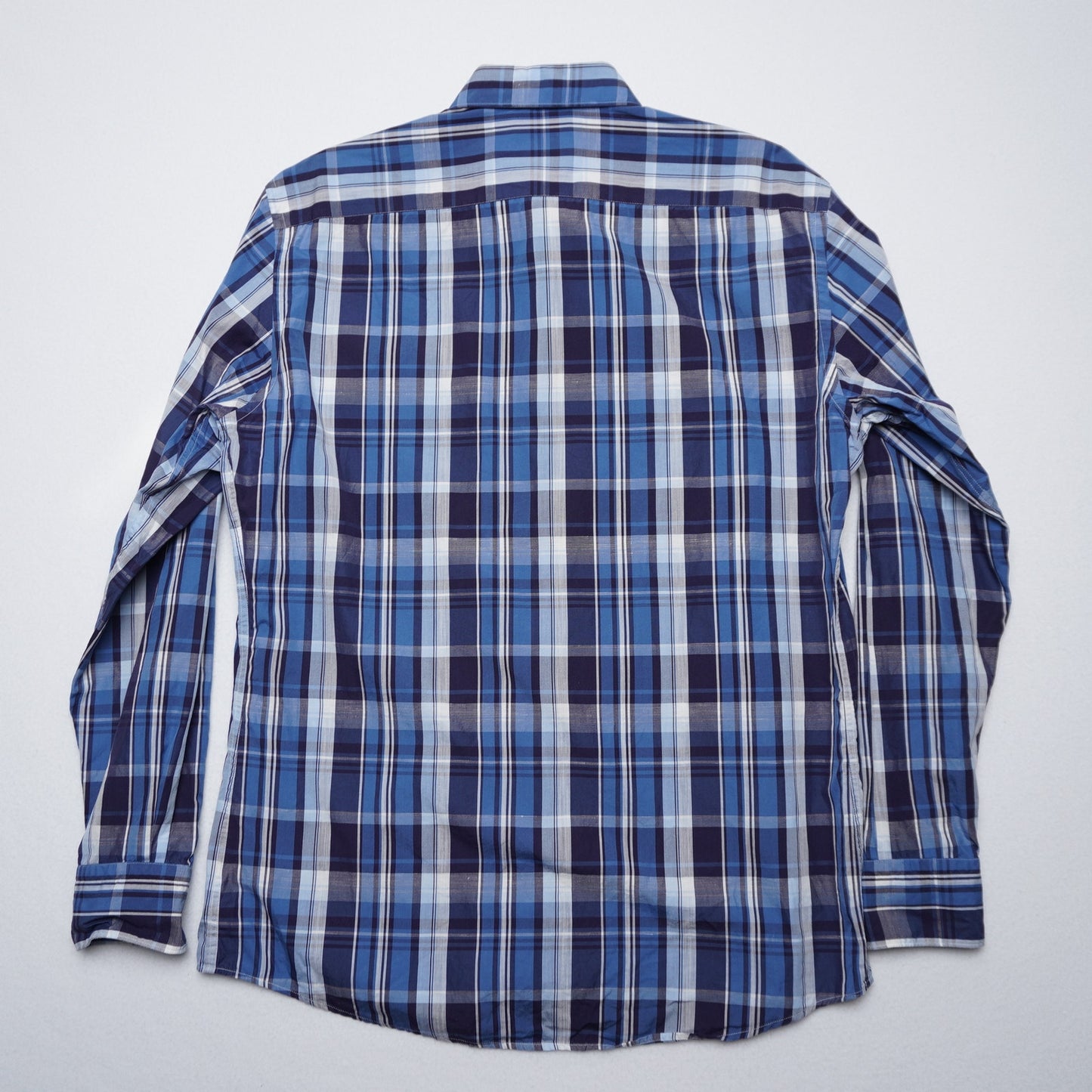 Ermenegildo Zegna Blue Plaid Cotton/Linen Blend Shirt L