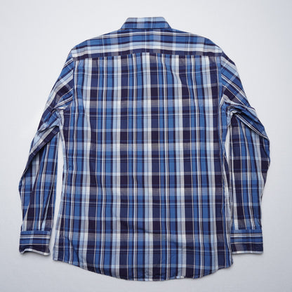 Ermenegildo Zegna Blue Plaid Cotton/Linen Blend Shirt L