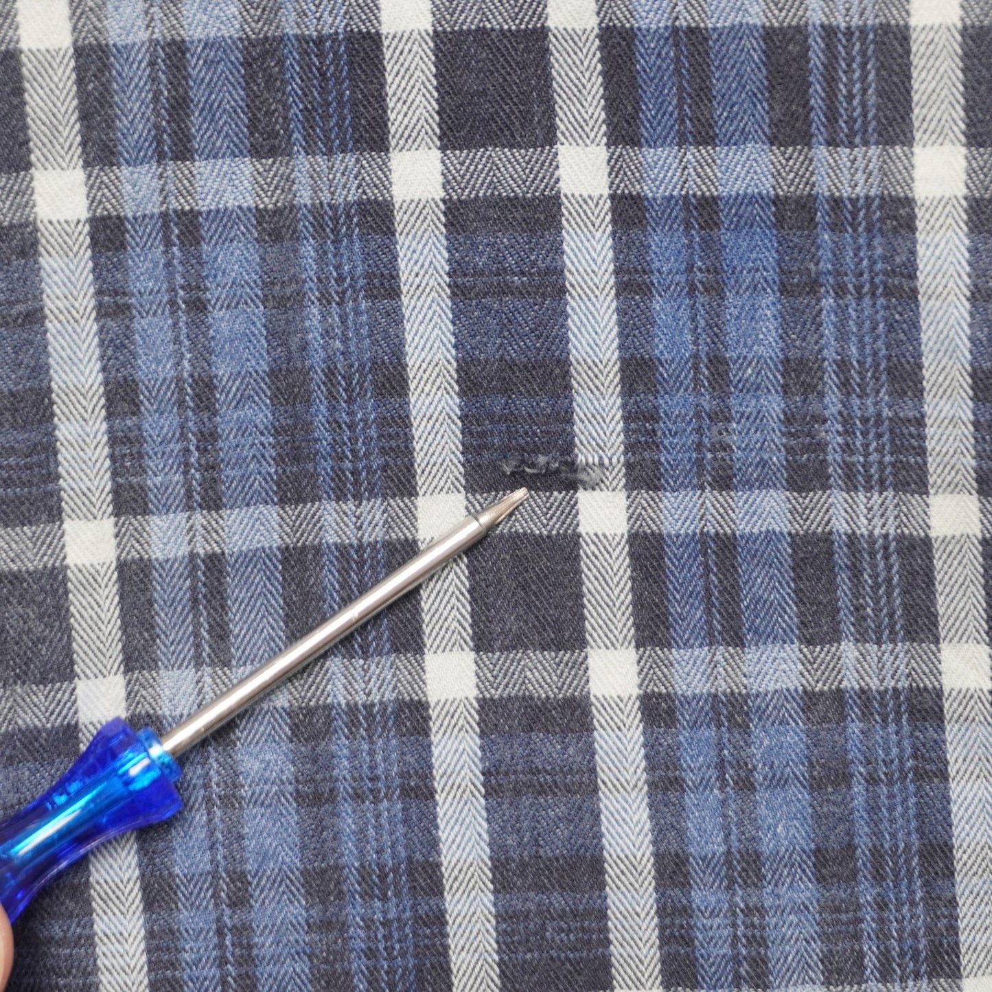 Lucky Brand True Indigo Plaid Shirt Blue White Western Classic Fit Men's Large