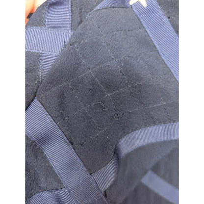 Vintage Peter Nygard Navy Silk Bomber with Ribbon and Gold Accents