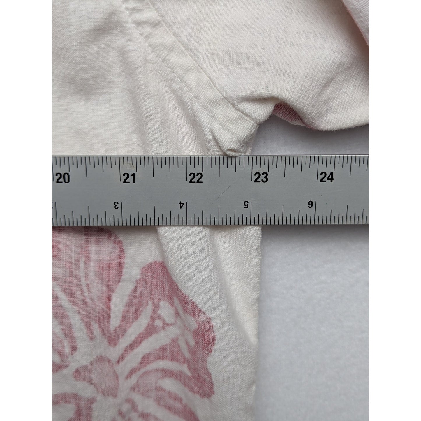 VTG Jantzen White Reverse Print Linen Blend Hawaiian Shirt Red Floral Print Sz L