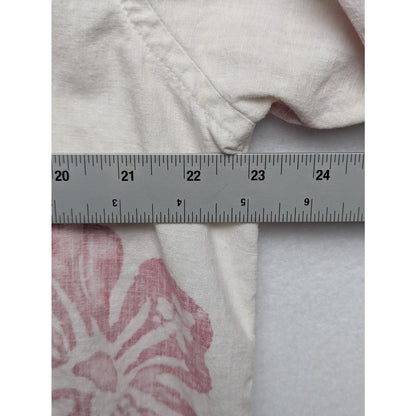 VTG Jantzen White Reverse Print Linen Blend Hawaiian Shirt Red Floral Print Sz L
