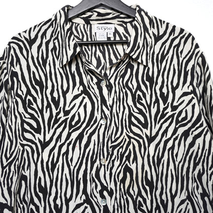 California Style Zebra Print 100% Silk Top XL