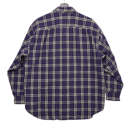 GAP Flannel Shirt Mens L Blue Cream Plaid Button Front Long Sleeve Cotton Casual